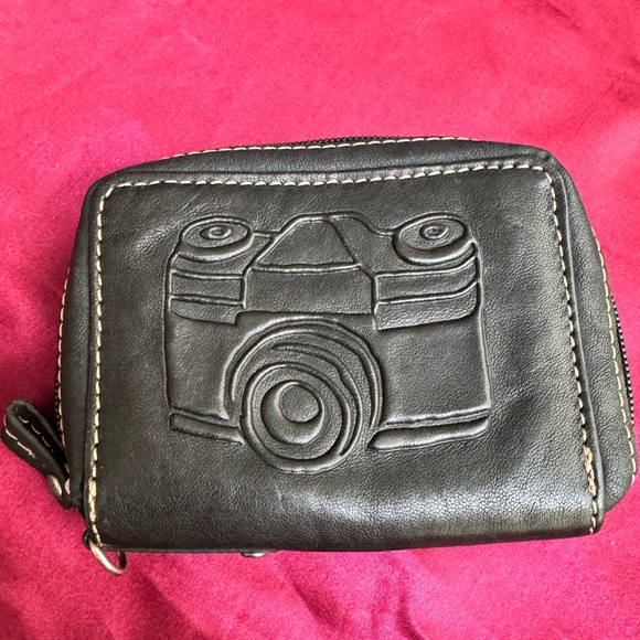 Fossil Leather Camera‑Embossed Zip Case / Coin Purse - Picture 1 of 7
